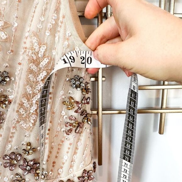 Mac Duggal Embellished Blush Pink Wrap Over Sleeve A-line Gown Dress Size 12 - Picture 13 of 16